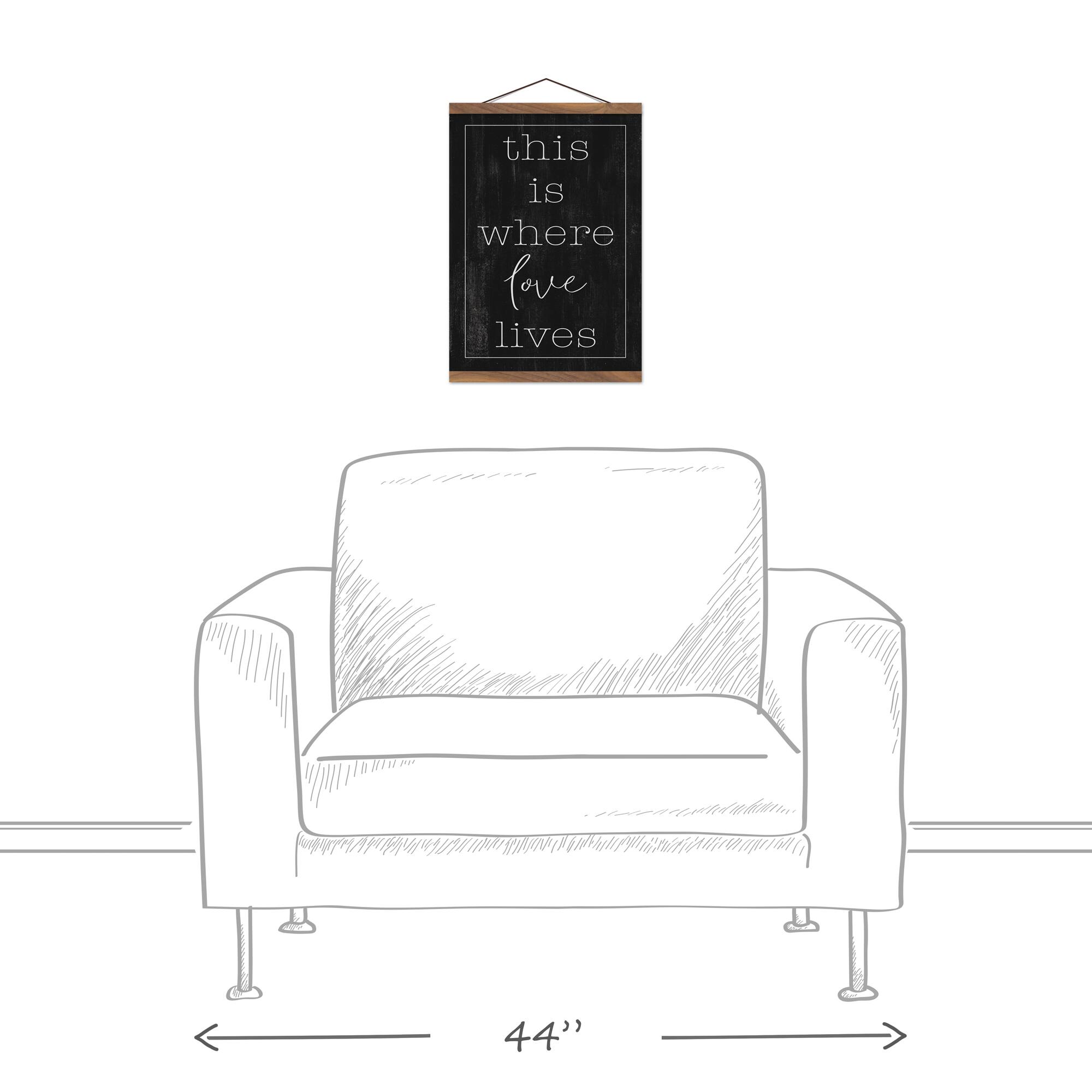 This is Where Love Lives Teak Hanging Canvas